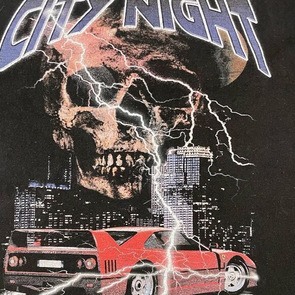 Falsebranding City Night Graphic T-shirt Men Medium Black Short Sleeve - Picture 2 of 5